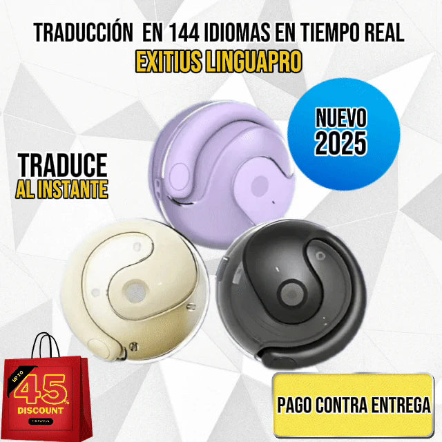 Exitius LinguaPro™ “Audífono traductor instantáneo – ¡Conéctate en 144 idiomas al instante!”